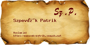 Szpevák Patrik névjegykártya